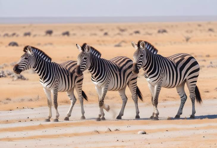 Safari Panoramic Landscape Zebras in a Row for Your Header or Banner Background