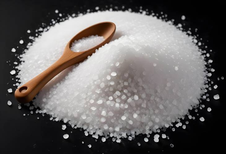 Salt Crystals Isolated on Black Classic White Seasoning Element