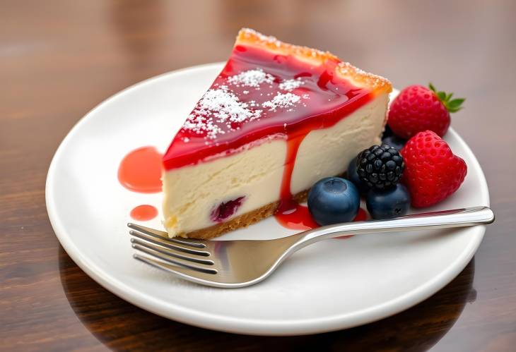 San Sebastian Basque cheesecake slice with berries, a decadent and popular burnt dessert