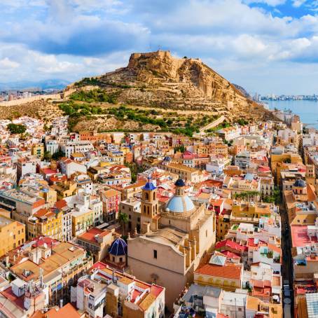 Santa Barbara Castle Above Alicante Aerial View of Spain Coastal Beauty