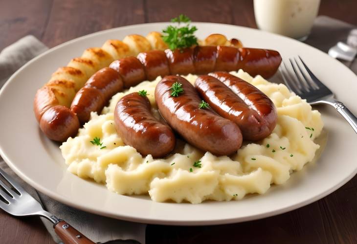 Sausage and Mash Hearty Sausages Served with Classic Mashed Potatoes