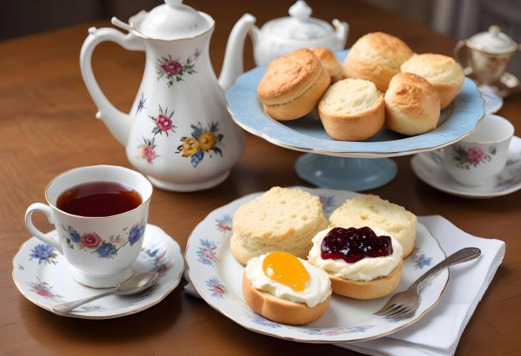 Savor Clotted Cream Tea Delicious Scones with Jam, Clotted Cream, and Tea