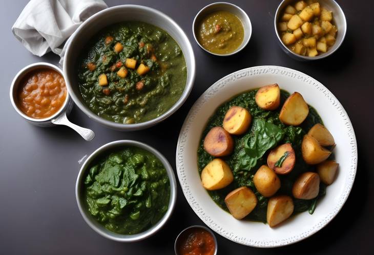 Savor Zeera Aloo Palak Cumin Potatoes and Spinach with Homemade Garlic Chutney