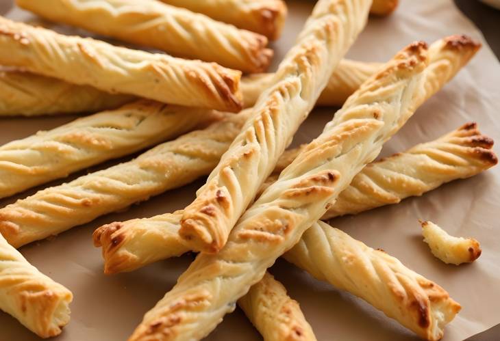 Savory Cheese Straws Crunchy, Baked Snack with Cheese and Pastry