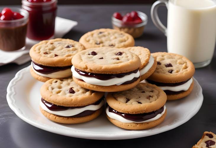 Savory Cookie Sandwiches with Jam, Chocolate, and Creamy Sweet Layers