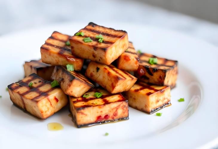 Savory Grilled Marinated Tofu on a Plate Ideal for a Healthy PlantBased Diet