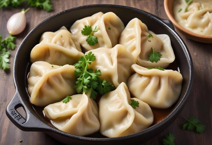 Savory Homemade Dumplings with Fried Onion and Parsley  Perfect Snack