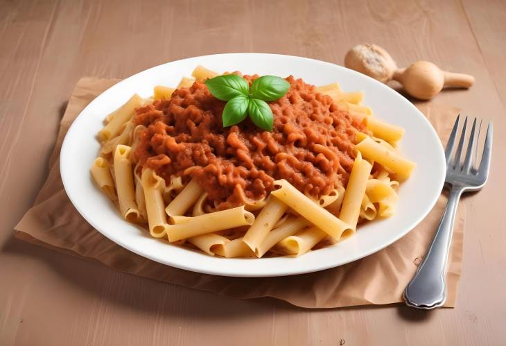 Savory Pasta with Bolognese Sauce Perfectly Isolated on White