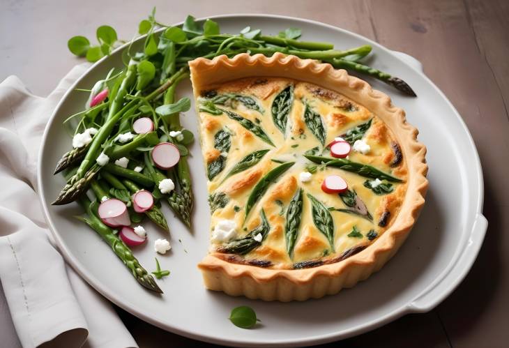 Savory Quiche with Chicken, Asparagus, Feta, and Radish Salad