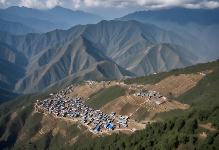 Scenic Aerial View of Phidim Hill Station in Panchthar, Nepal