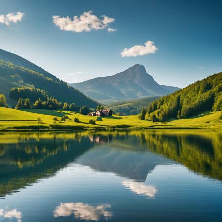 Scenic Beauty of Mount Lebrsnik  Bosnia and Herzegovinas Grassy Fields and Lake Reflection