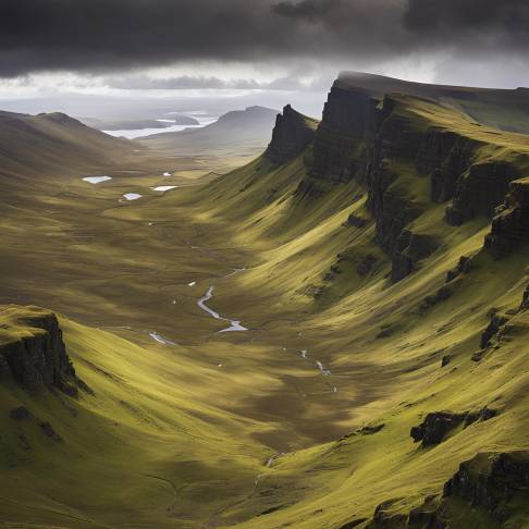 Scenic Majesty of Quiraing Landslip Isle of Skye Highland Landscape