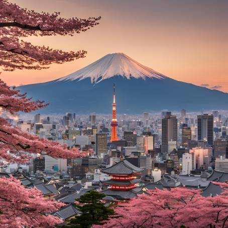 Scenic Tokyo Skyline with Mount Fuji in Japan