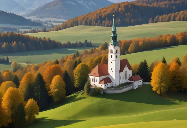 Scenic Upper Bavaria Etting Church and St. Andreas in a Natural Landscape Wallpaper