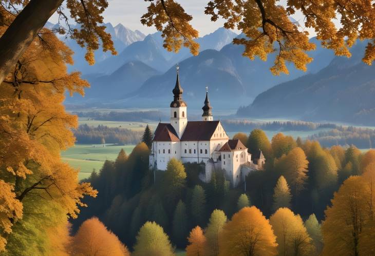 Scenic Wallpaper Ettinger Church, St. Andreas, in the Beautiful Landscape of Upper Bavaria