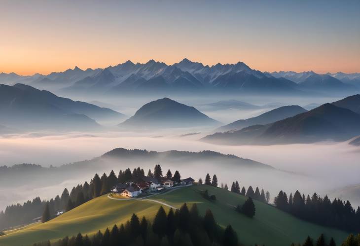 Schwaz in Tyrol A Panoramic Sunset Over the Alps and Alpbachtal