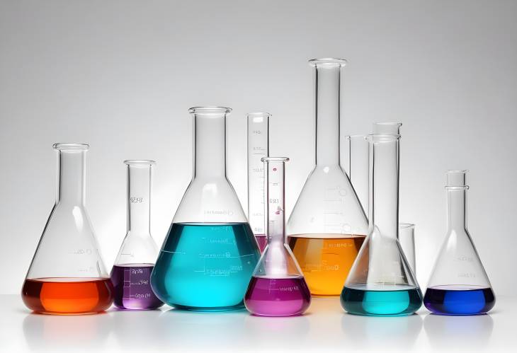 Scientific Display of Laboratory Glassware with Chemicals