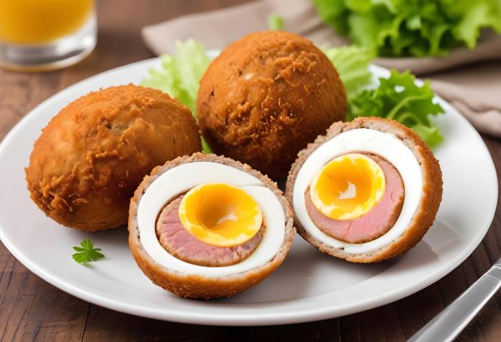 Scotch Egg Classic Sausage Wrapped Hard Boiled Egg, Breaded and Fried for a Crispy, Savory Snack