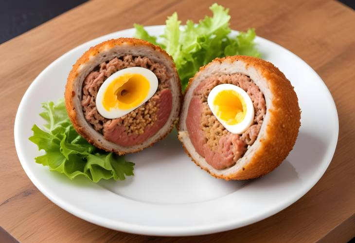 Scotch Egg Savory Hard Boiled Egg Wrapped in Sausage Meat, Breaded, and Fried to Crispy Perfection