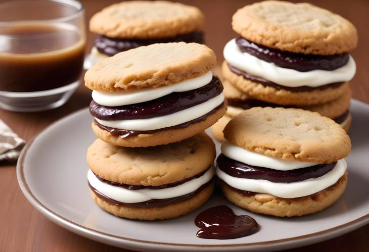 Scrumptious Cookie Sandwiches with Jam, Chocolate, and Creamy Sweet Layers