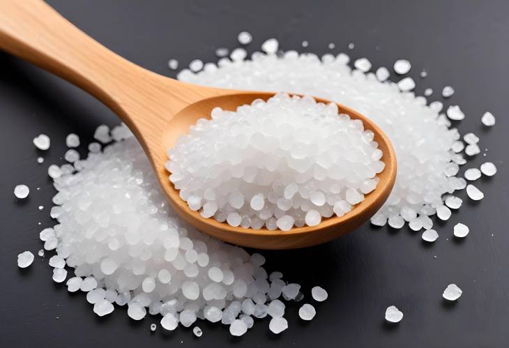 Sea Salt on a Wooden Spoon Isolated with White Background