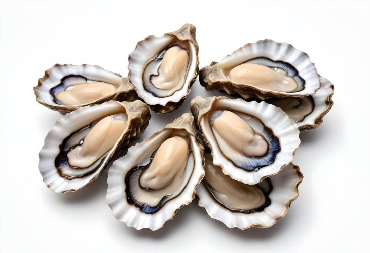 Seafood Oysters Isolated on White Background Ideal for Appetizers