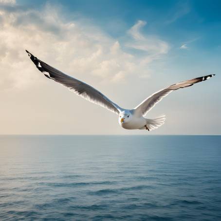 Seagull Soaring in the Blue Sky  Beautiful Bottom Up View of a Bird in Flight