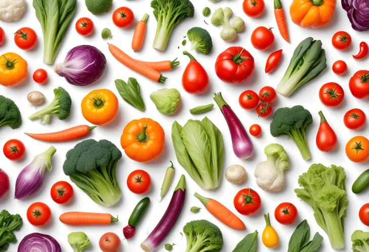 Selection of Fresh Vegetables on White Background Vibrant and Nutritious