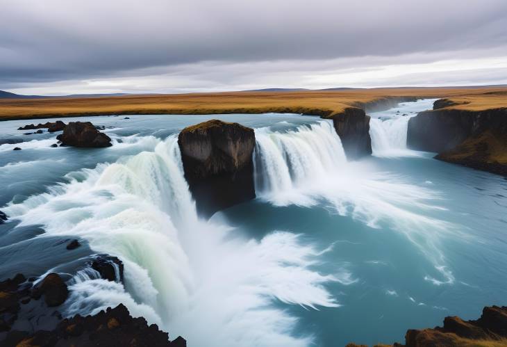 Selfoss Stunning Waterfall with Rapid Flow in Vatnajokull National Park, Iceland