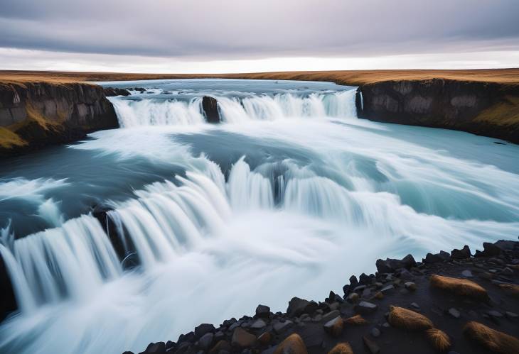 Selfoss Waterfall Unusual and Powerful Cascade in Vatnajokull National Park, Iceland