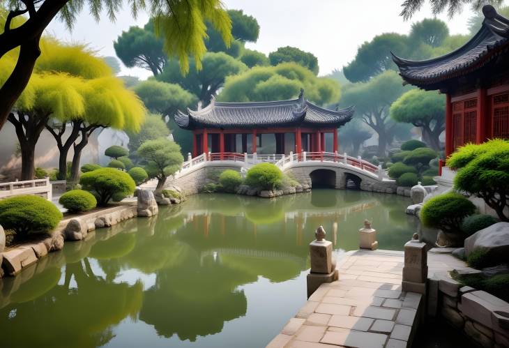 Serene Chinese Garden Landscape in Suzhou A Blend of History and Natural Beauty