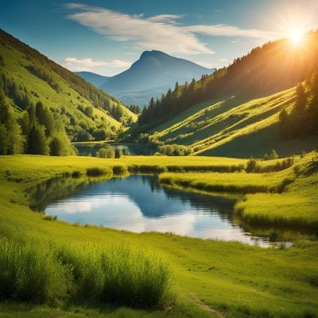 Serene Countryside View in Bosnia and Herzegovina  Mount Lebrsnik and Lake Reflections