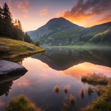 Serene Dawn at Polands Famous Mountain Pond