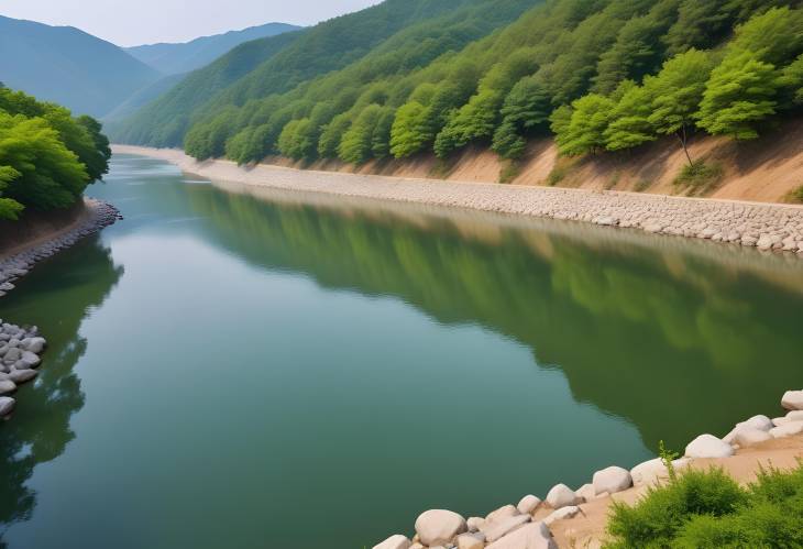 Serene River Scene in Gwangju City, South Korea