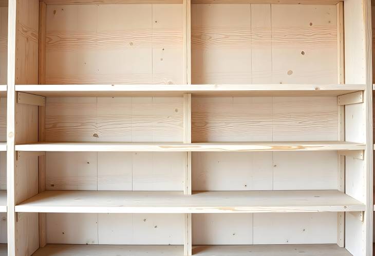 Serene Spaces Unfilled Shelves on a White Wooden Rack