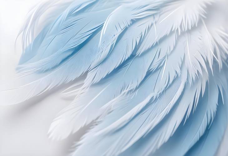 Serene White Feathers with Soft Blue Macro Background