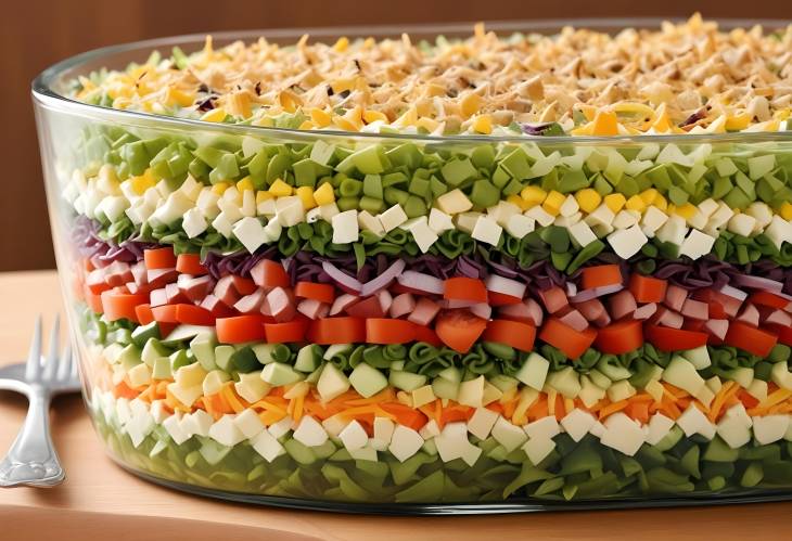 Seven Layer Salad Tasty Layers of Vegetables, Cheese, and Creamy Dressing