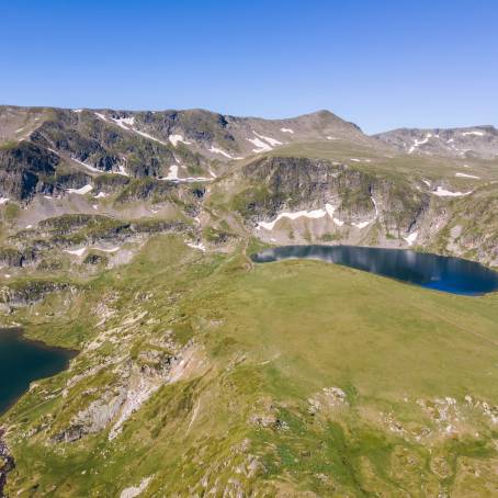 Seven Rila Lakes Aerial View at Sunrise, Bulgaria Mountain Gem