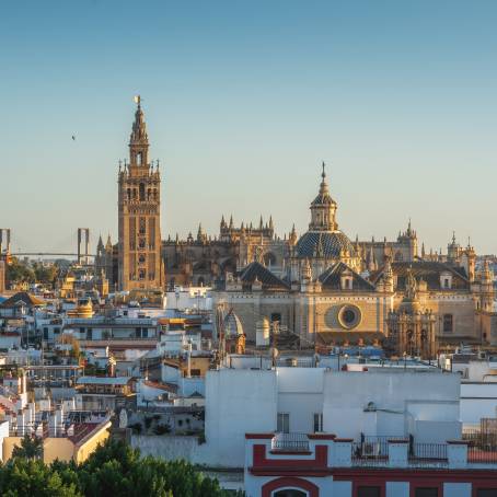 Seville at Nightfall Illuminated Metropol Parasol and Twilight Skyline