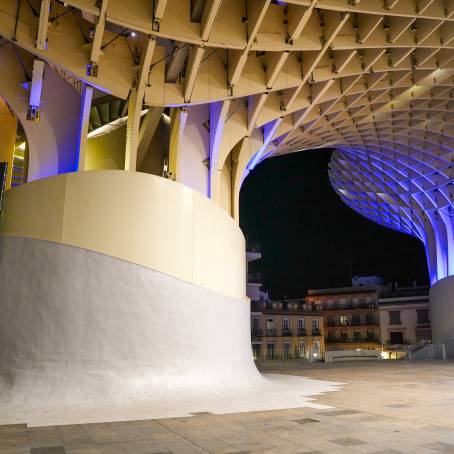 Seville Skyline at Twilight with the Illuminated Metropol Parasol