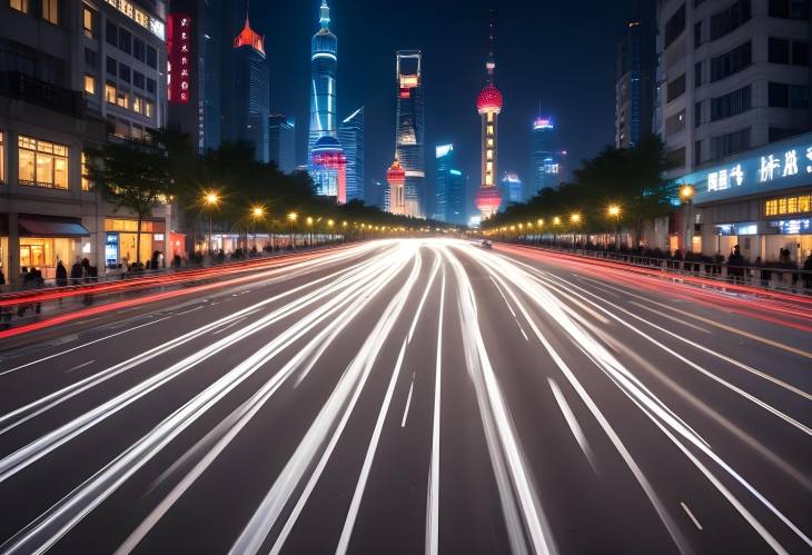 Shanghai by Night Mesmerizing Light Trails on Busy City Streets