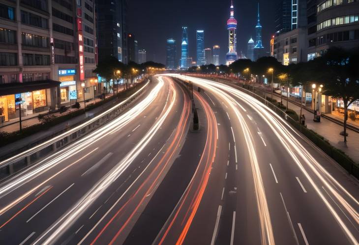 Shanghais Night Lights Captivating Light Trails and City Scenes