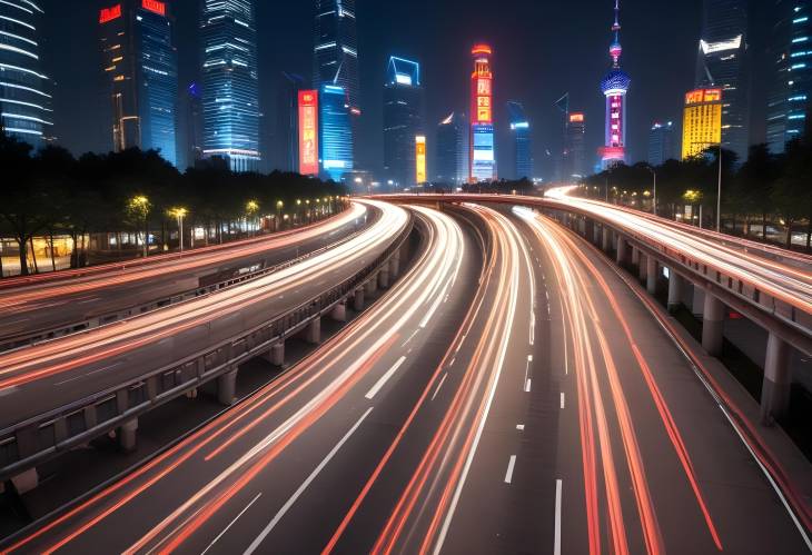 Shanghais Urban Glow Stunning Light Trails on City Streets