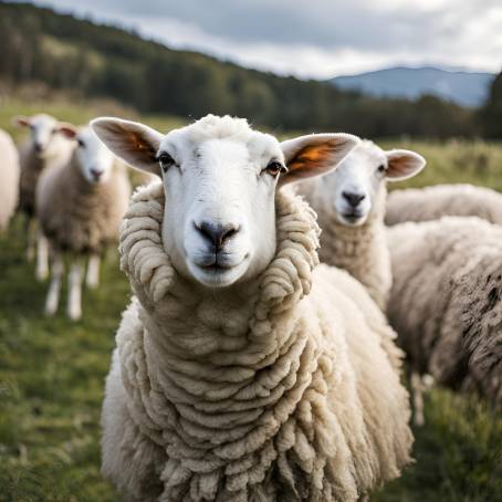 Sheep locking eyes with the camera An intimate farmyard capture