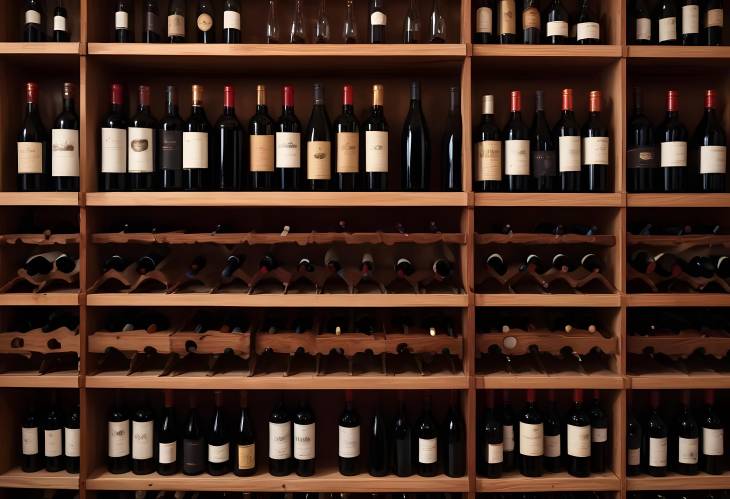 Shelves of Red and White Wines A Liquor Stores Well Curated Wine Cabinet