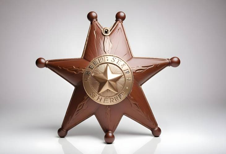 Sheriff Star Badge on White Background Symbol of Authority