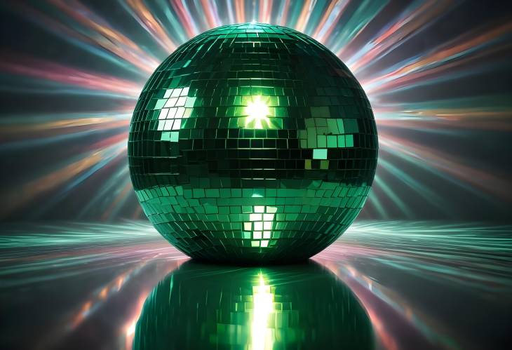 Shimmering Green Disco Ball with Light Reflection Perfect for Dynamic Party and Nightlife Atmosphere