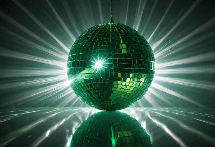 Shining Green Disco Ball with Light Reflections Ideal for Vibrant Party and Nightlife Settings