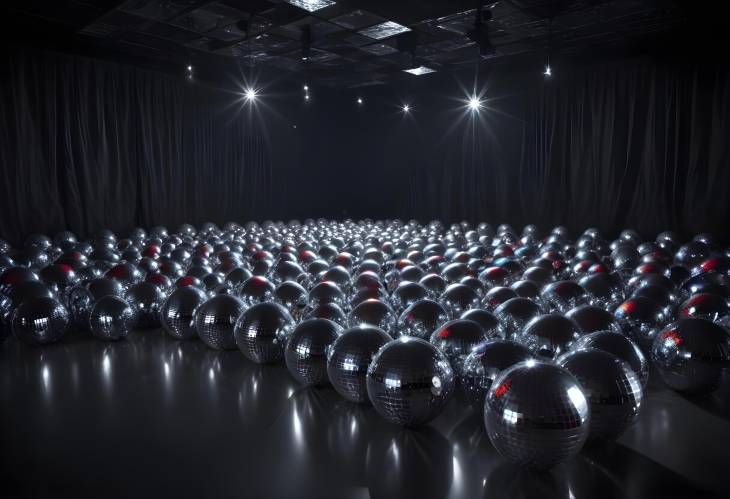 Shiny Disco Balls Illuminating a Dark Room with a Spectacular Light Show  Party Vibes