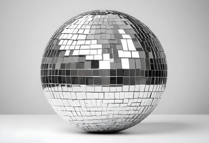 Shiny Silver Disco Ball Isolated on Clean White Background for Elegant Party and Dance Floor Decor